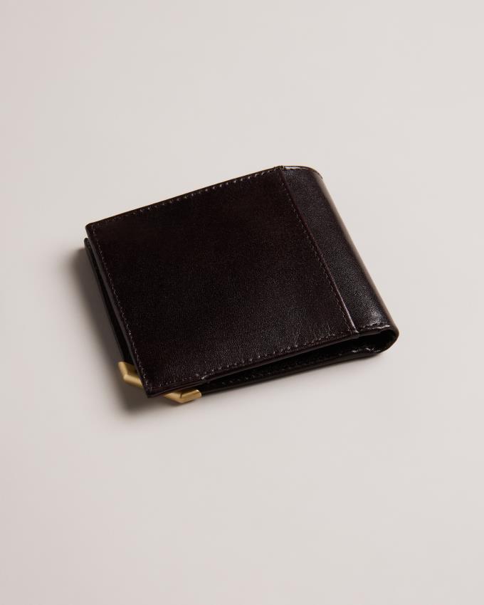 Portefeuille Ted Baker Metal Corner Bifold Coin Marron Chocolat Homme | IKZ-01882952